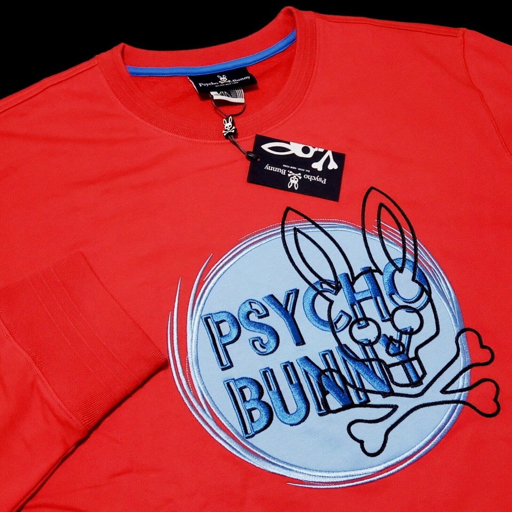 Psycho Bunny Arnell Mens XXXL Red Embroidered Logo Crewneck Pullover Sweatshirt